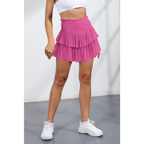 Smocked Ruffled Layered Skort in Black - Picture 8 of 11